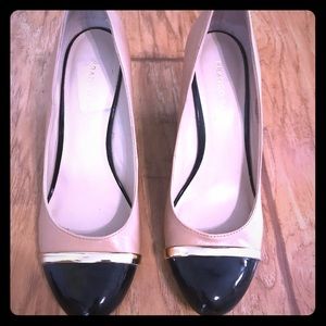 Black and Tan Wedge Shoe